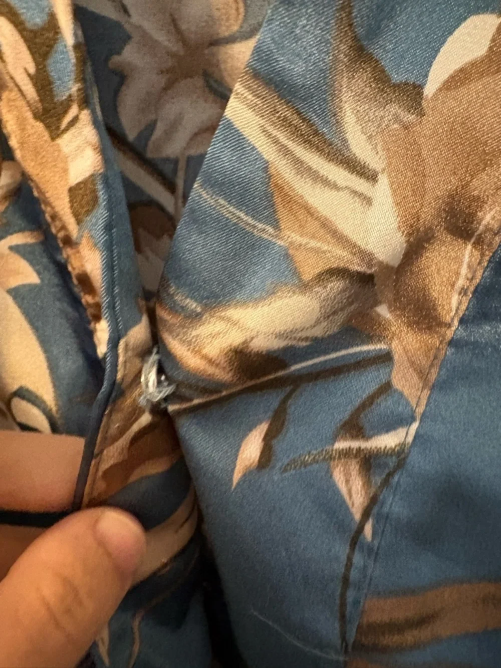 Amazon Blue Floral Satin Wrap Maxi Dress with Brown Floral Print - Picture 4 of 4